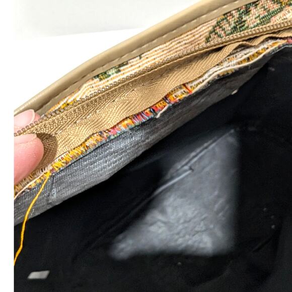 Vtg J Garden Butterfly Tapestry 14" Canvas Tote Bag Zipper Closure Reusable Bag - Picture 10 of 16